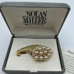 Vintage Nolan Miller Faux Pearl and Crystal Rhines